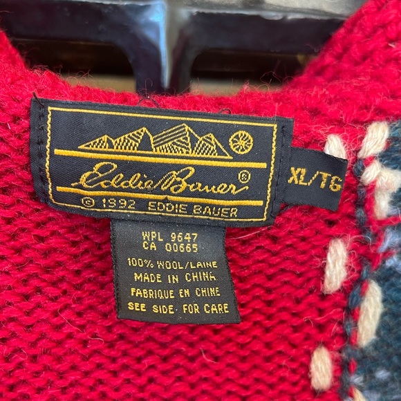 EDDIE BAUER Vtg 92 RALPH LAUREN Style American Flag & Indian Sweater Vest XL. - Picture 8 of 10